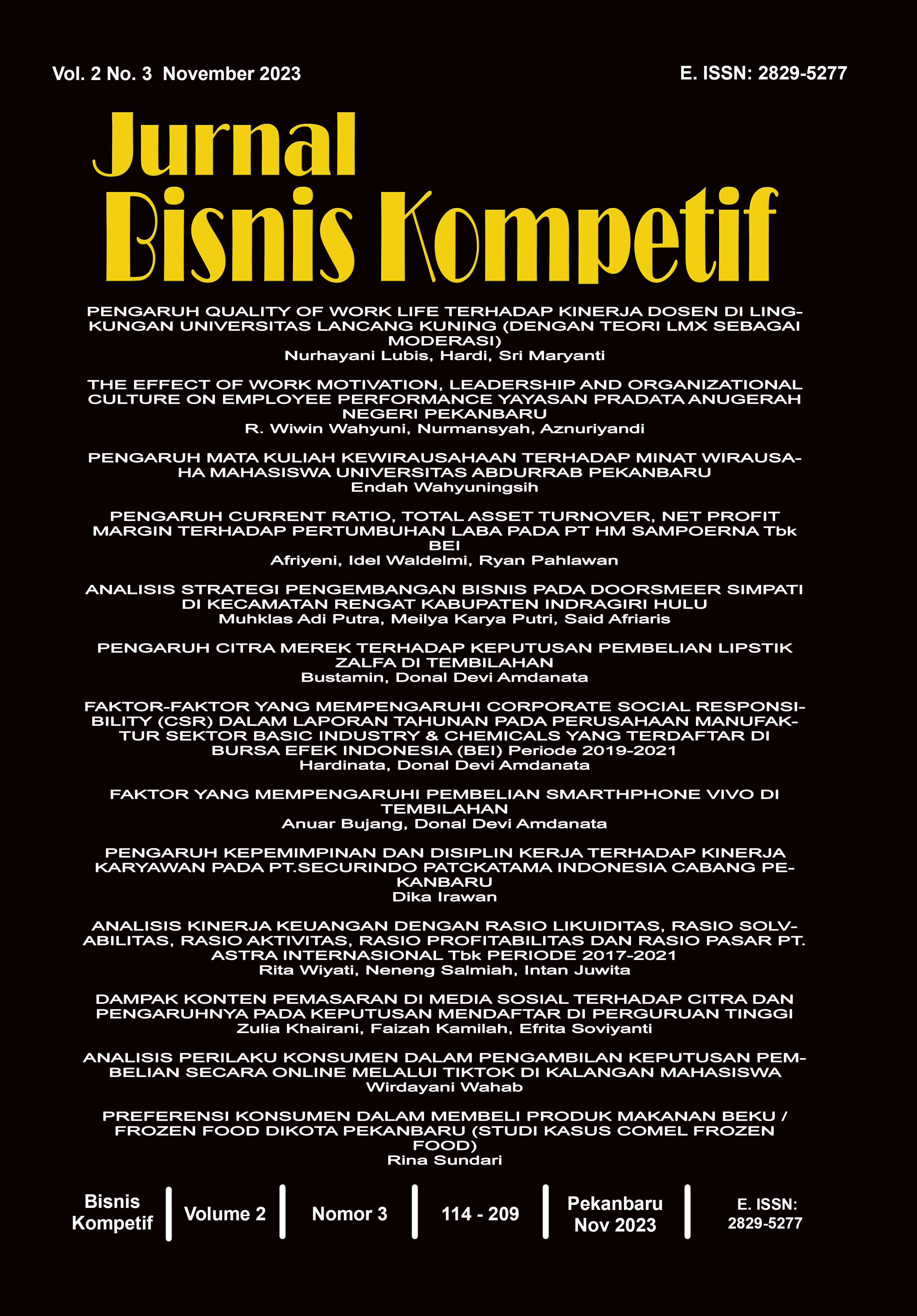 					View Vol. 2 No. 3 (2023): Analisis Komprehensif Tren Bisnis
				